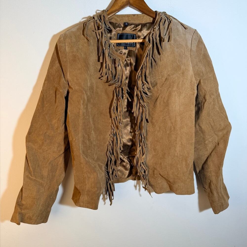 Adler Tan Fringe Women's Leather Jacket - Picture 2 of 9